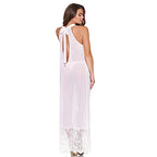 Pearl Veil Halter Maxi Night Gown