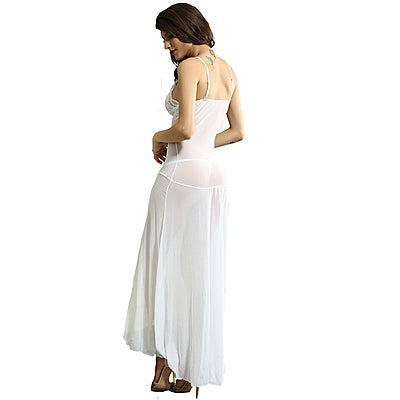 Ivory Enchant Lace Slit Night Gown