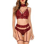Burgundy Rose Lace Lingerie Set