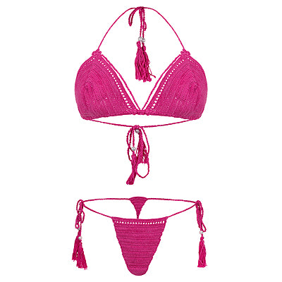 Pink Paradise Fringe Crochet Lingerie Set