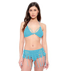 Aqua Fringe Crochet Lingerie Set