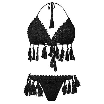 Midnight Crochet Tassel Lingerie Set