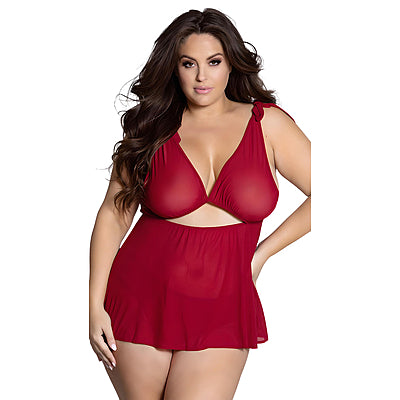 Crimson Charm Plus Size Babydoll Night Gown