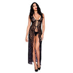 Noir Blossom Sheer Lace Night Gown