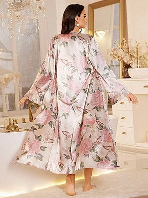 Roselle Floral Satin Robe Set