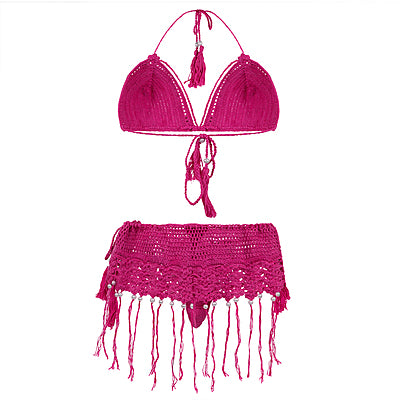 Pink Paradise Fringe Crochet Lingerie Set