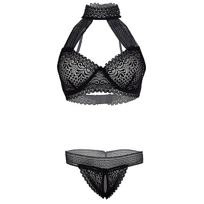 Noir Halter Lace Lingerie Set