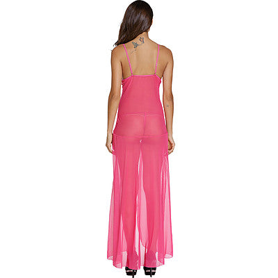 Pink Temptation Lace Train Night Gown