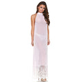 Pearl Veil Halter Maxi Night Gown