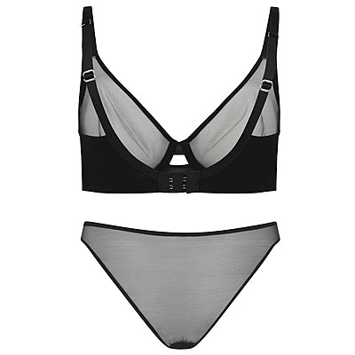 Noir Veil Mesh Lingerie Set