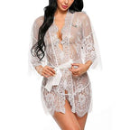Ivory Romance Lace Robe Night Gown