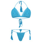 Aqua Fringe Crochet Lingerie Set