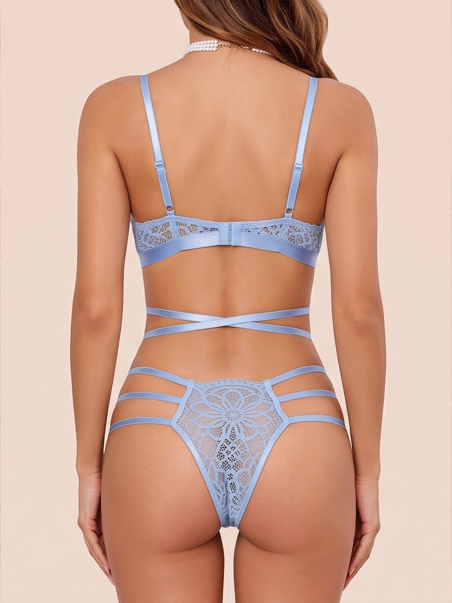 Azure Allure Lace Lingerie Set