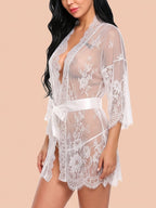 Ivory Romance Lace Robe Night Gown