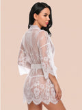 Ivory Romance Lace Robe Night Gown