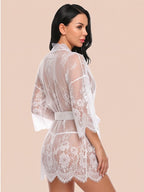 Ivory Romance Lace Robe Night Gown