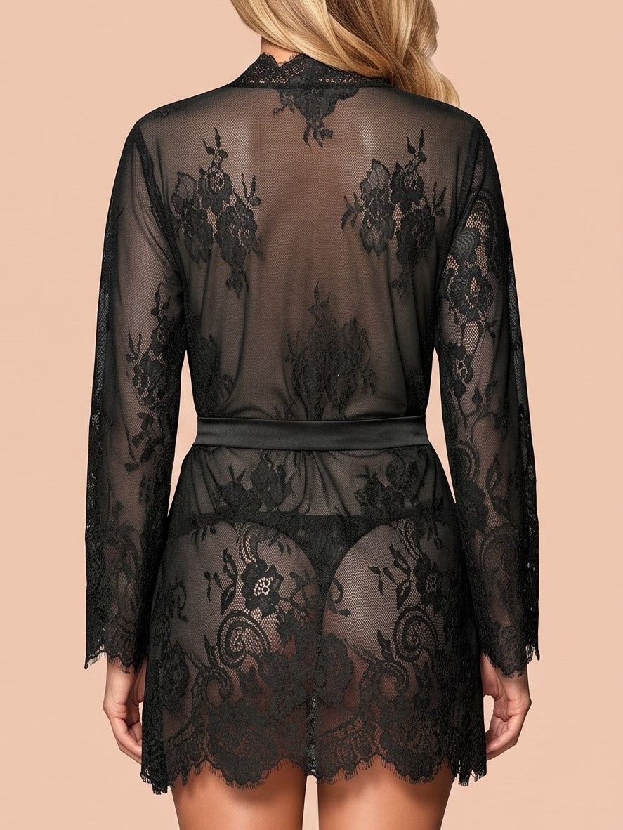 Midnight Allure Lace Wrap Robe