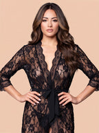 Midnight Blossom Lace Wrap Robe