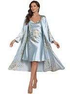 Celeste Floral Satin Nightgown & Robe