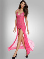 Pink Temptation Lace Train Night Gown